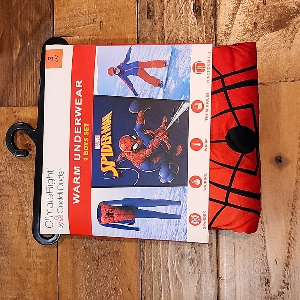 ClimateRight by Cuddl Duds Spiderman Boys Thermal Set Size Small 6/7